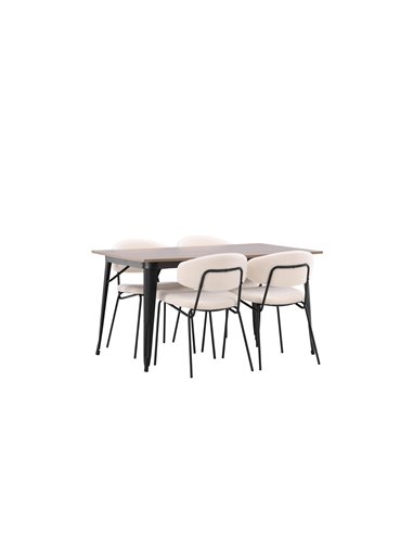 Matgrupp Tempe med Chico matstolar, 140 × 80 cm