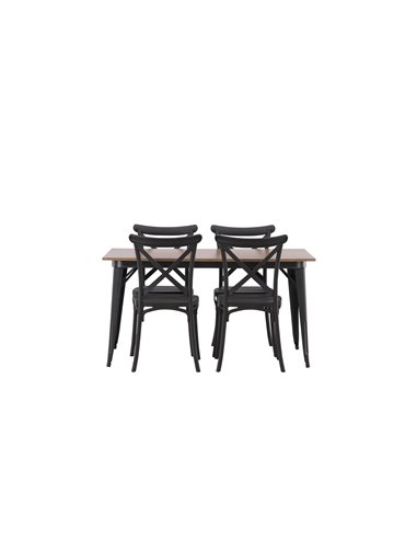 Matgrupp Tempe med Crosett matstolar, 140 × 80 cm