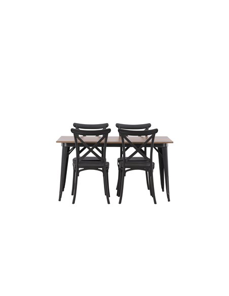 Matgrupp Tempe med Crosett matstolar, 140 × 80 cm