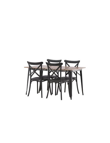 Matgrupp Tempe med Crosett matstolar, 140 × 80 cm