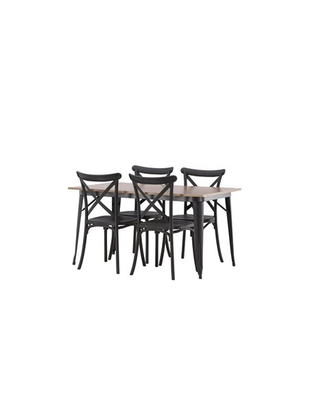 Matgrupp Tempe med Crosett matstolar, 140 × 80 cm