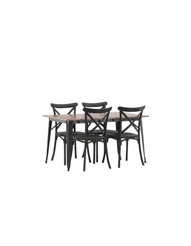 Matgrupp Tempe med Crosett matstolar, 140 × 80 cm