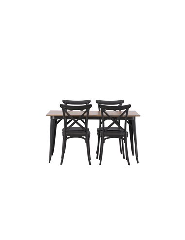 Matgrupp Tempe med Crosett matstolar, 140 × 80 cm