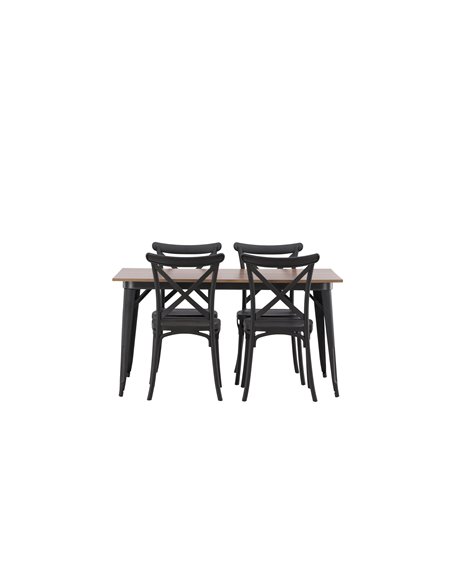 Matgrupp Tempe med Crosett matstolar, 140 × 80 cm