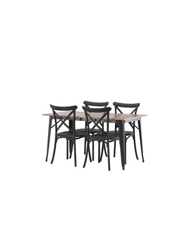 Matgrupp Tempe med Crosett matstolar, 140 × 80 cm