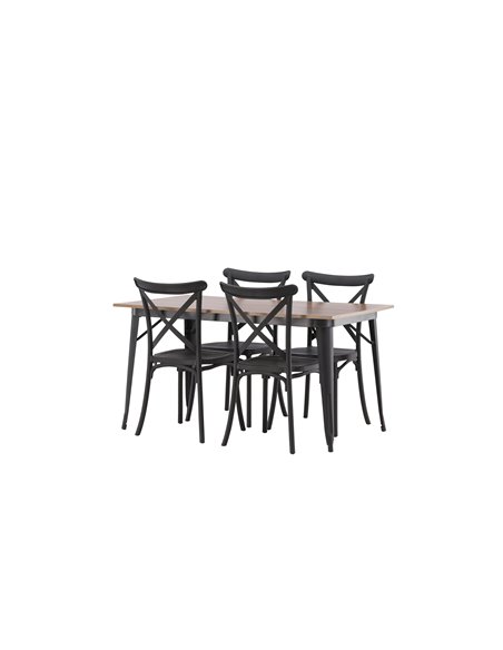 Matgrupp Tempe med Crosett matstolar, 140 × 80 cm