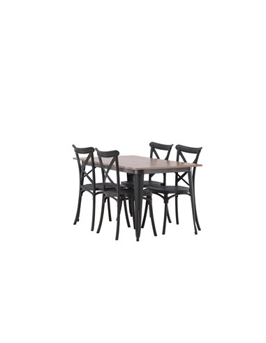 Matgrupp Tempe med Crosett matstolar, 140 × 80 cm
