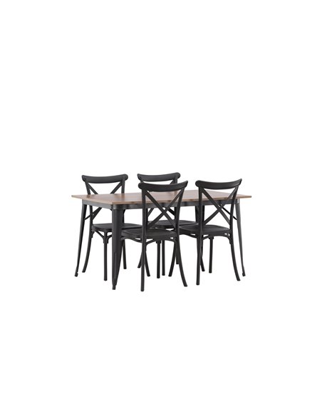 Matgrupp Tempe med Crosett matstolar, 140 × 80 cm