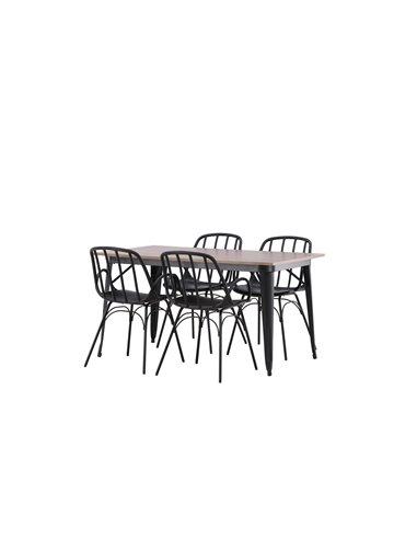 Matgrupp Tempe med Dyrön matstolar, 140 × 80 cm