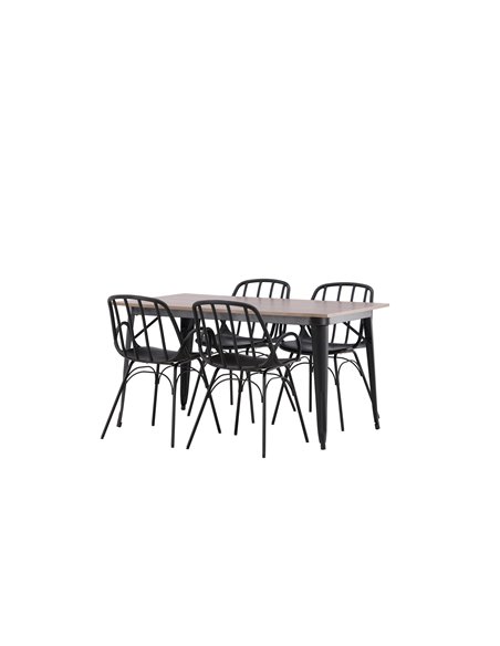 Matgrupp Tempe med Dyrön matstolar, 140 × 80 cm