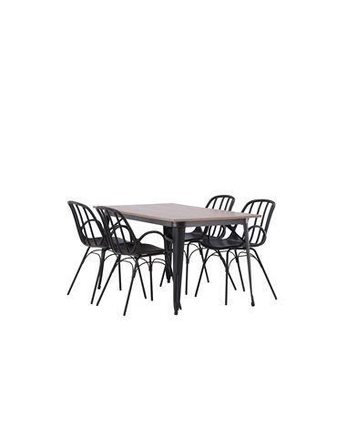 Matgrupp Tempe med Dyrön matstolar, 140 × 80 cm