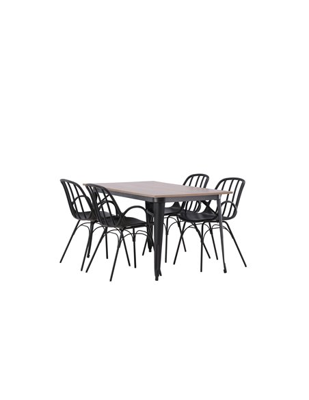 Matgrupp Tempe med Dyrön matstolar, 140 × 80 cm