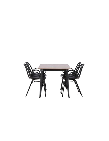 Matgrupp Tempe med Dyrön matstolar, 140 × 80 cm