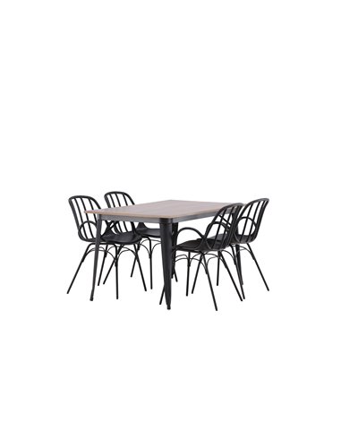 Matgrupp Tempe med Dyrön matstolar, 140 × 80 cm