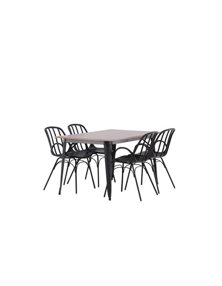 Matgrupp Tempe med Dyrön matstolar, 140 × 80 cm