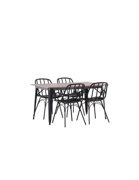 Matgrupp Tempe med Dyrön matstolar, 140 × 80 cm