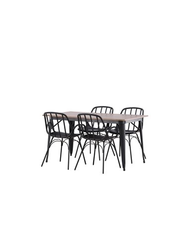 Matgrupp Tempe med Dyrön matstolar, 140 × 80 cm