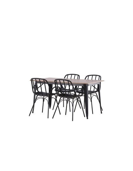 Matgrupp Tempe med Dyrön matstolar, 140 × 80 cm