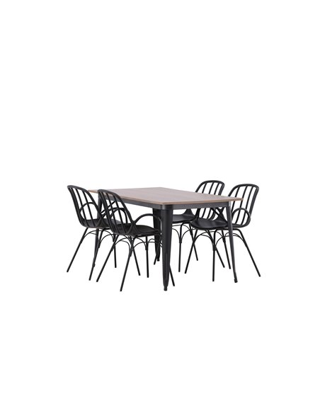 Matgrupp Tempe med Dyrön matstolar, 140 × 80 cm