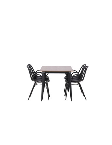 Matgrupp Tempe med Dyrön matstolar, 140 × 80 cm