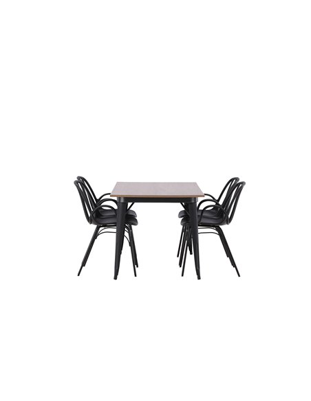 Matgrupp Tempe med Dyrön matstolar, 140 × 80 cm
