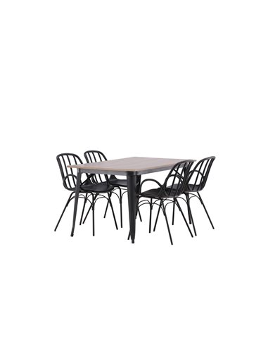 Matgrupp Tempe med Dyrön matstolar, 140 × 80 cm