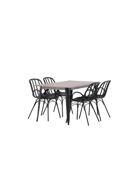 Matgrupp Tempe med Dyrön matstolar, 140 × 80 cm
