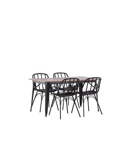 Matgrupp Tempe med Dyrön matstolar, 140 × 80 cm