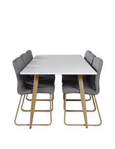Matgrupp Polar med Mace matstolar, 180 × 90 cm