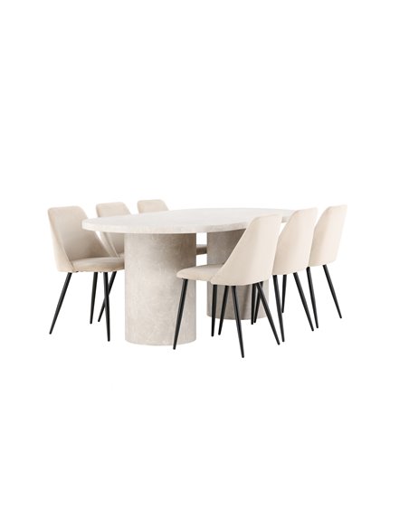 Matgrupp Narvik med Night matstolar, 200 × 100 cm
