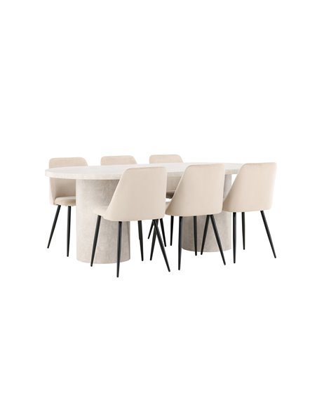 Matgrupp Narvik med Night matstolar, 200 × 100 cm