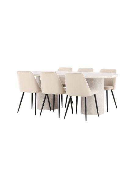 Matgrupp Narvik med Night matstolar, 200 × 100 cm
