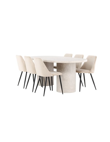 Matgrupp Narvik med Night matstolar, 200 × 100 cm