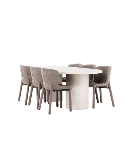 Matgrupp Narvik med Astoria matstolar, 200 × 100 cm