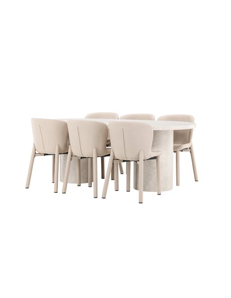 Matgrupp Narvik med Astoria matstolar, 200 × 100 cm