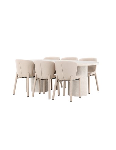 Matgrupp Narvik med Astoria matstolar, 200 × 100 cm