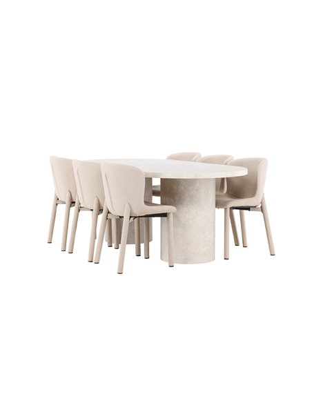 Matgrupp Narvik med Astoria matstolar, 200 × 100 cm