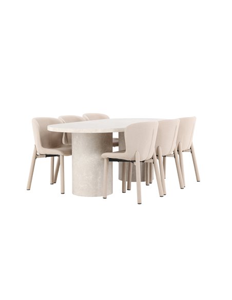 Matgrupp Narvik med Astoria matstolar, 200 × 100 cm