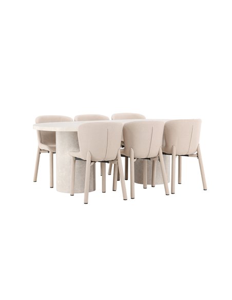 Matgrupp Narvik med Astoria matstolar, 200 × 100 cm