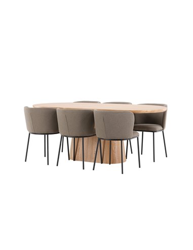 Matgrupp Stjärnö med Edina matstolar, 200 × 90 cm