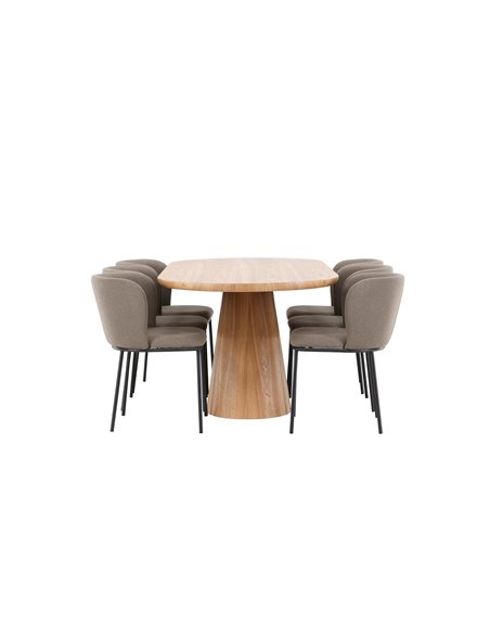 Matgrupp Stjärnö med Edina matstolar, 200 × 90 cm
