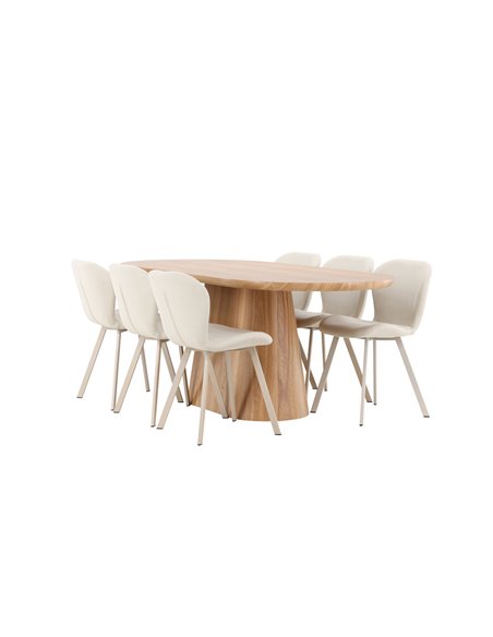 Matgrupp Stjärnö med Lilja matstolar, 200 × 90 cm