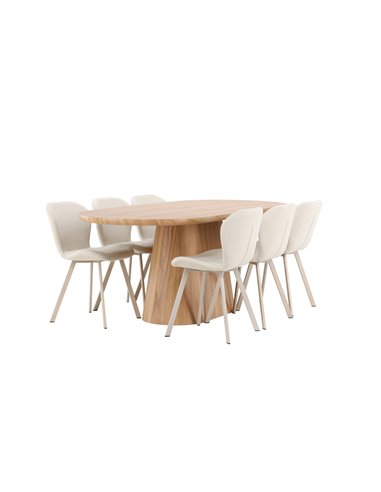 Matgrupp Stjärnö med Lilja matstolar, 200 × 90 cm