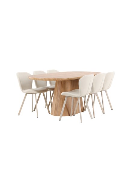 Matgrupp Stjärnö med Lilja matstolar, 200 × 90 cm