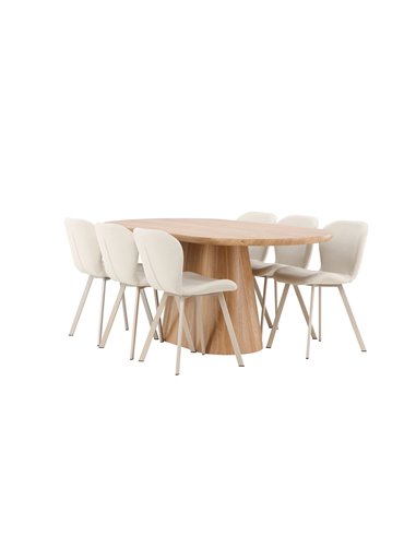 Matgrupp Stjärnö med Lilja matstolar, 200 × 90 cm