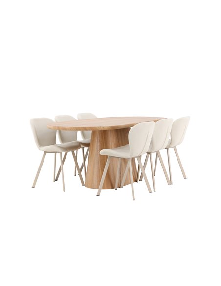 Matgrupp Stjärnö med Lilja matstolar, 200 × 90 cm