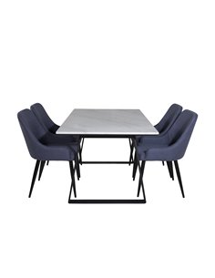 Matgrupp Estelle med Plaza matstolar, 140 × 90 cm