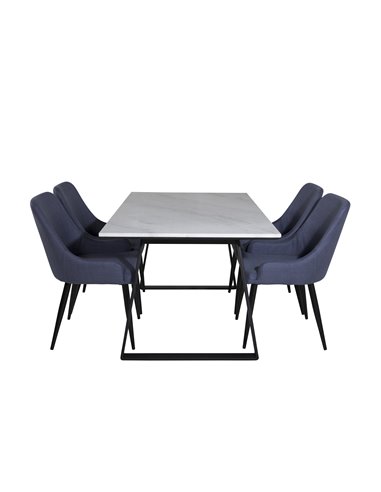 Matgrupp Estelle med Plaza matstolar, 140 × 90 cm