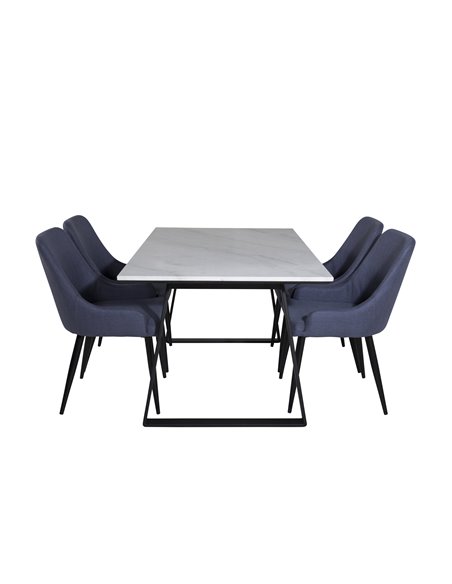 Matgrupp Estelle med Plaza matstolar, 140 × 90 cm