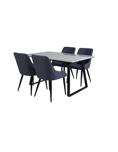 Matgrupp Estelle med Plaza matstolar, 140 × 90 cm